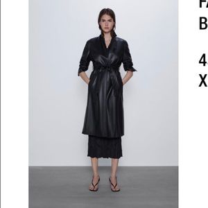 Faux leather trench coat